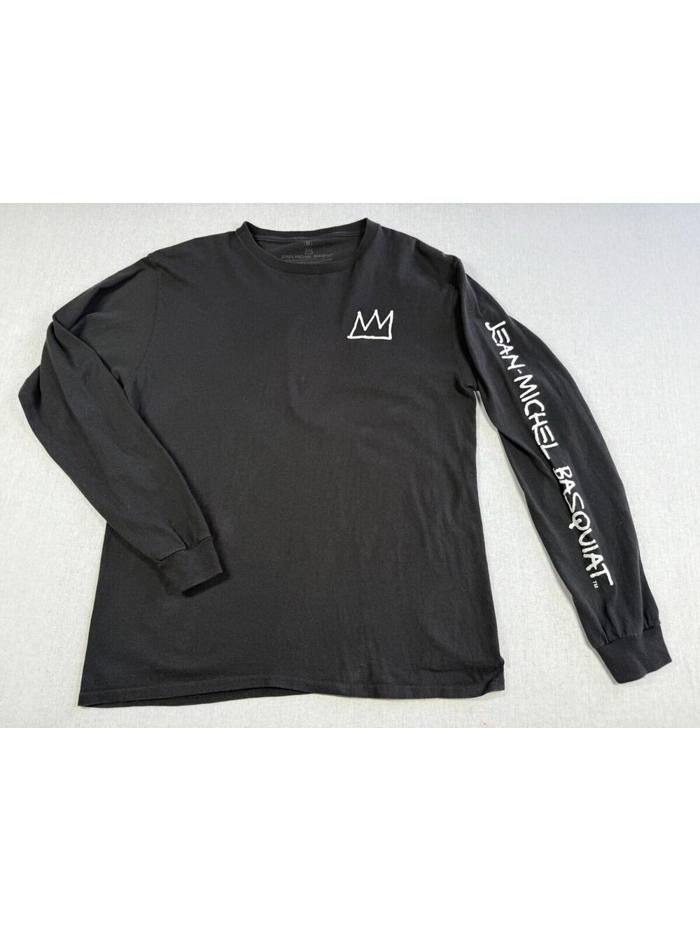 Jean Michel Basquiat Art Graphic T-shirt Men Medium Black Long Sleeve